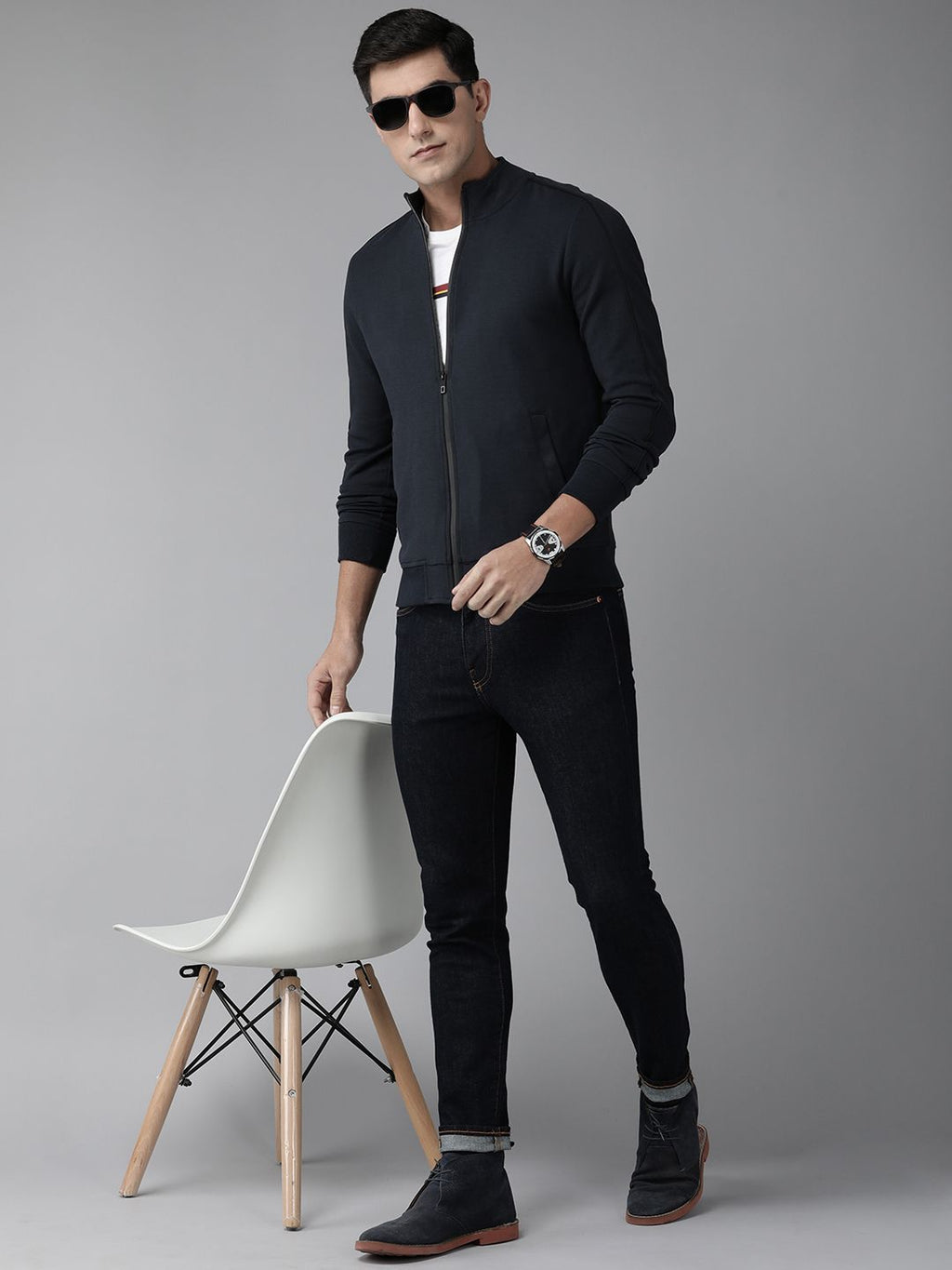  Arrow Men Solid Front-Open Sweatshirt
