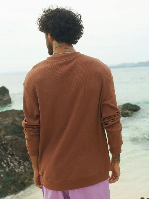  Bonkers Corner Brown Round Neck Long Sleeve Pullover Sweatshirt