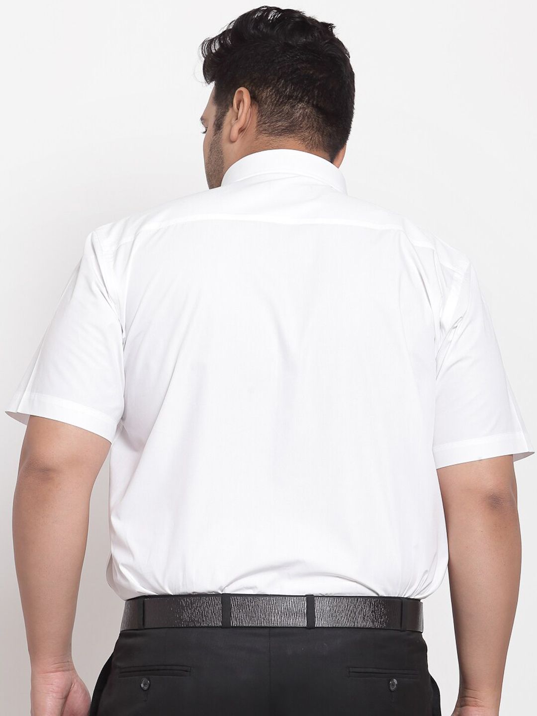  PlusS Men White Cotton Solid Formal Shirt