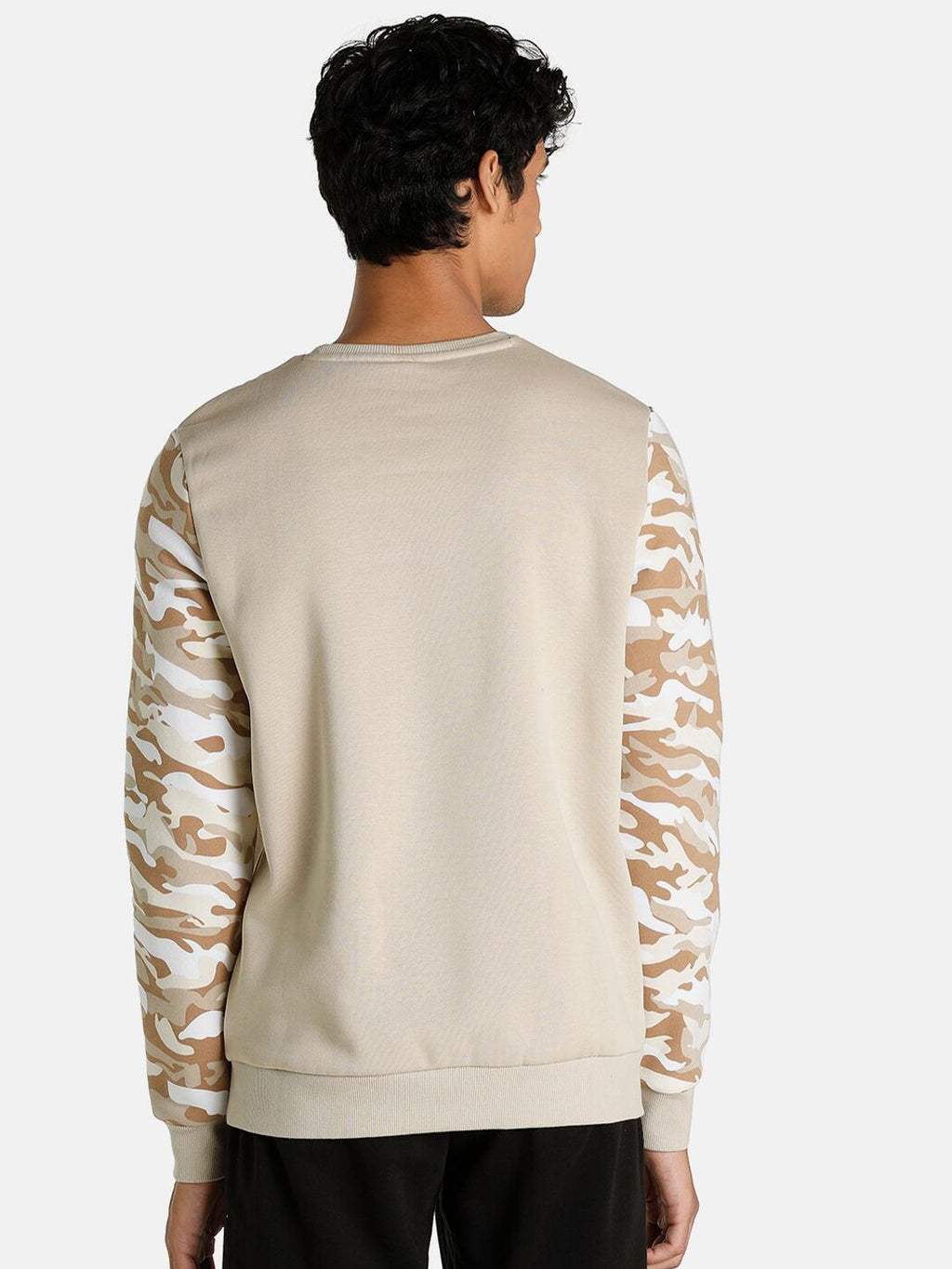  Puma Men Beige Regular Fit Essentials+ Camo Crewneck Sweatshirt