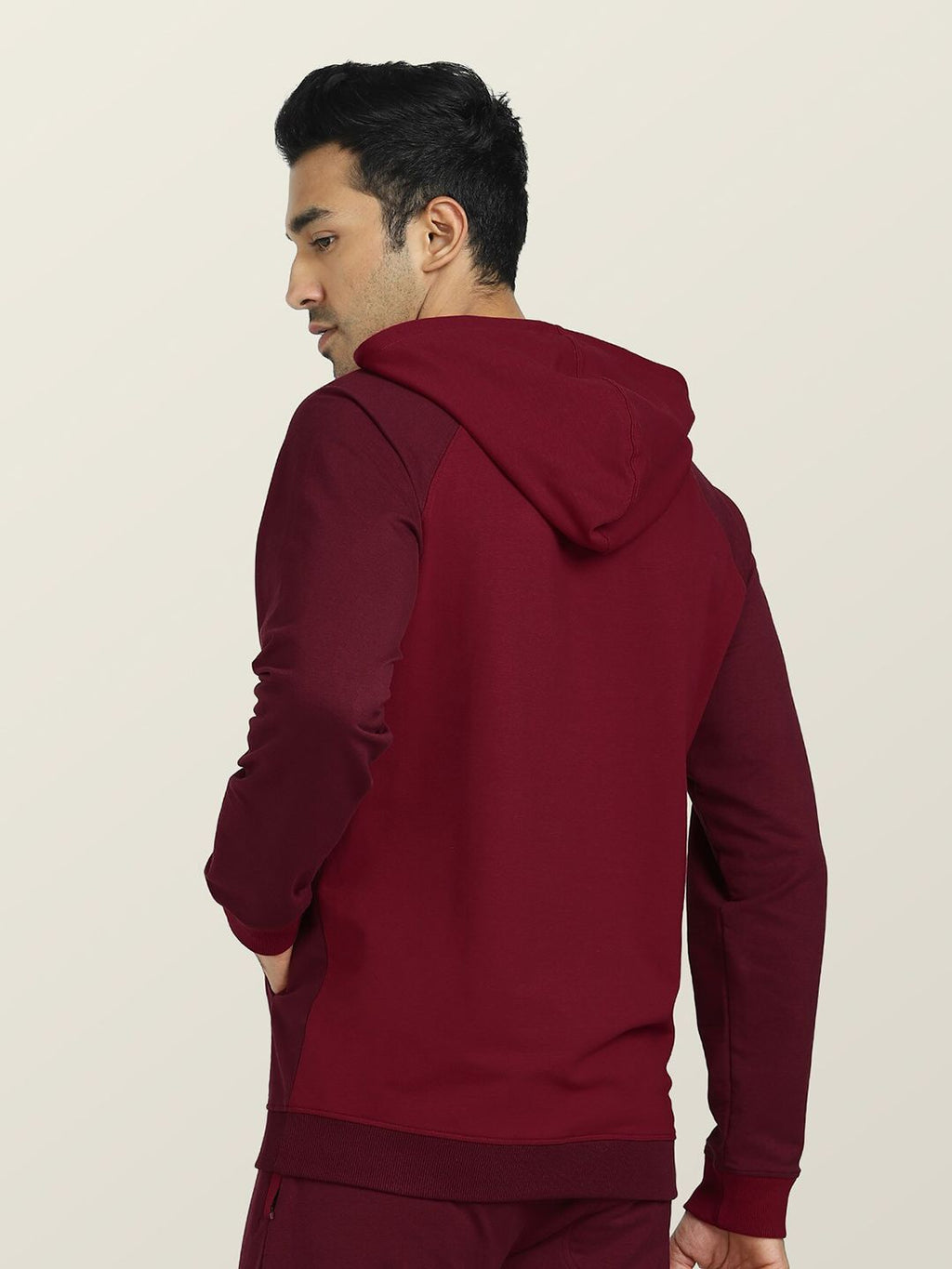  XYXX Men Maroon Hooded Cotton Sweatshirt