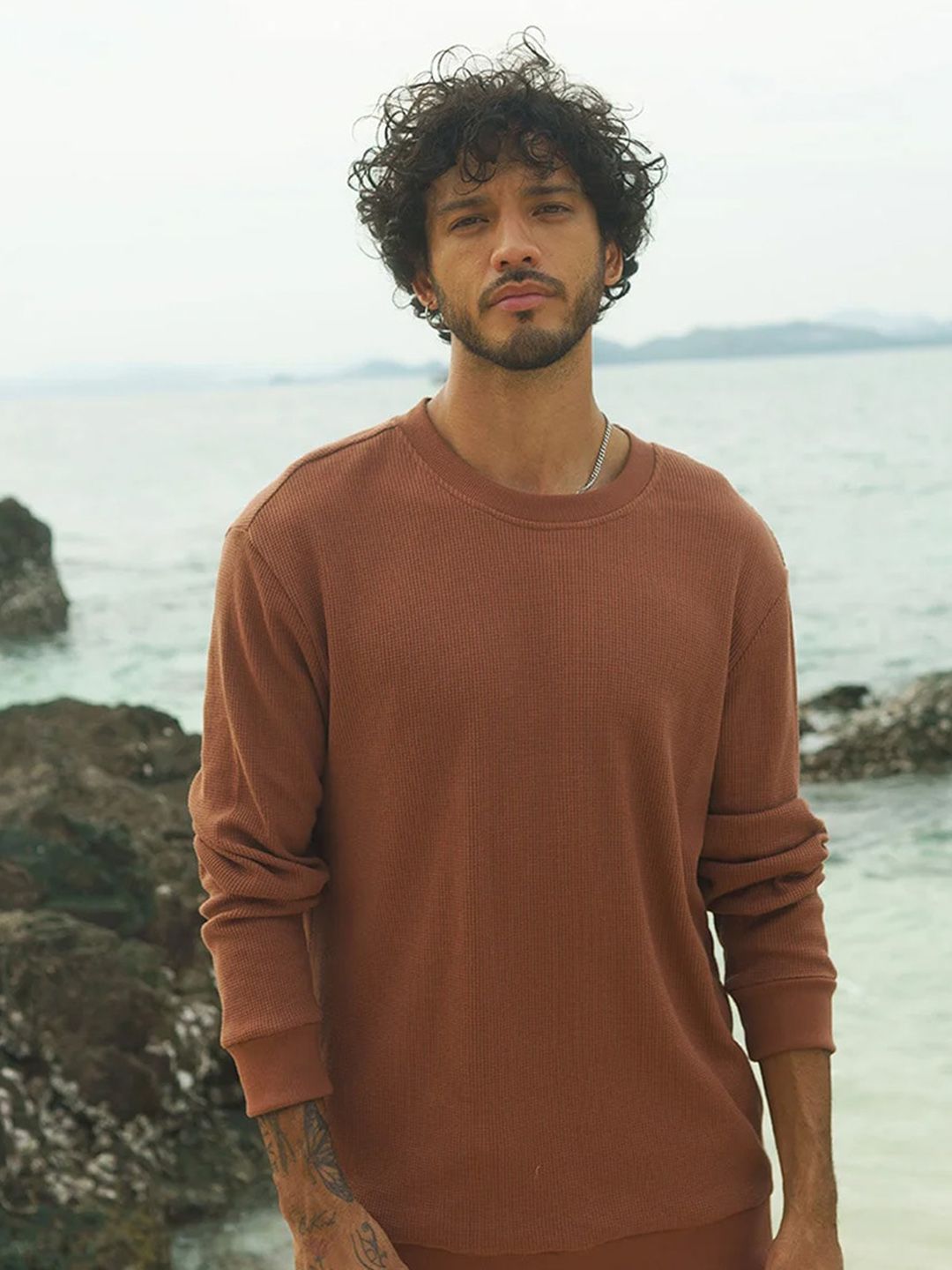  Bonkers Corner Brown Round Neck Long Sleeve Pullover Sweatshirt