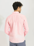  Snitch Pink Classic Slim Fit Linen Casual Shirt