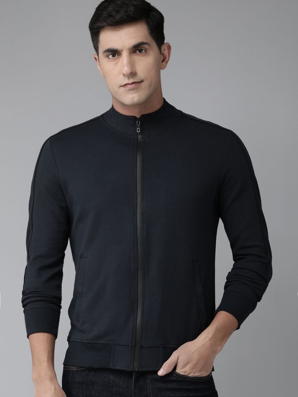  Arrow Men Solid Front-Open Sweatshirt