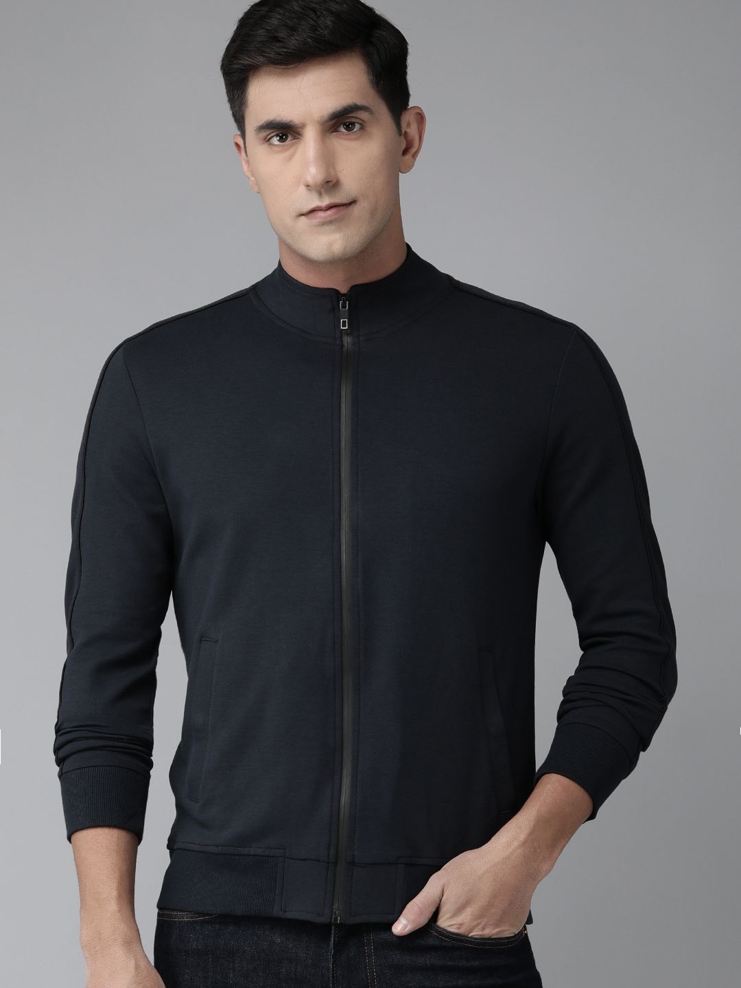  Arrow Men Solid Front-Open Sweatshirt
