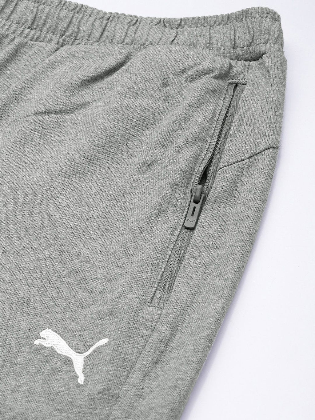  Puma Men Grey Melange Regular Fit Zippered Knitted Track Pants