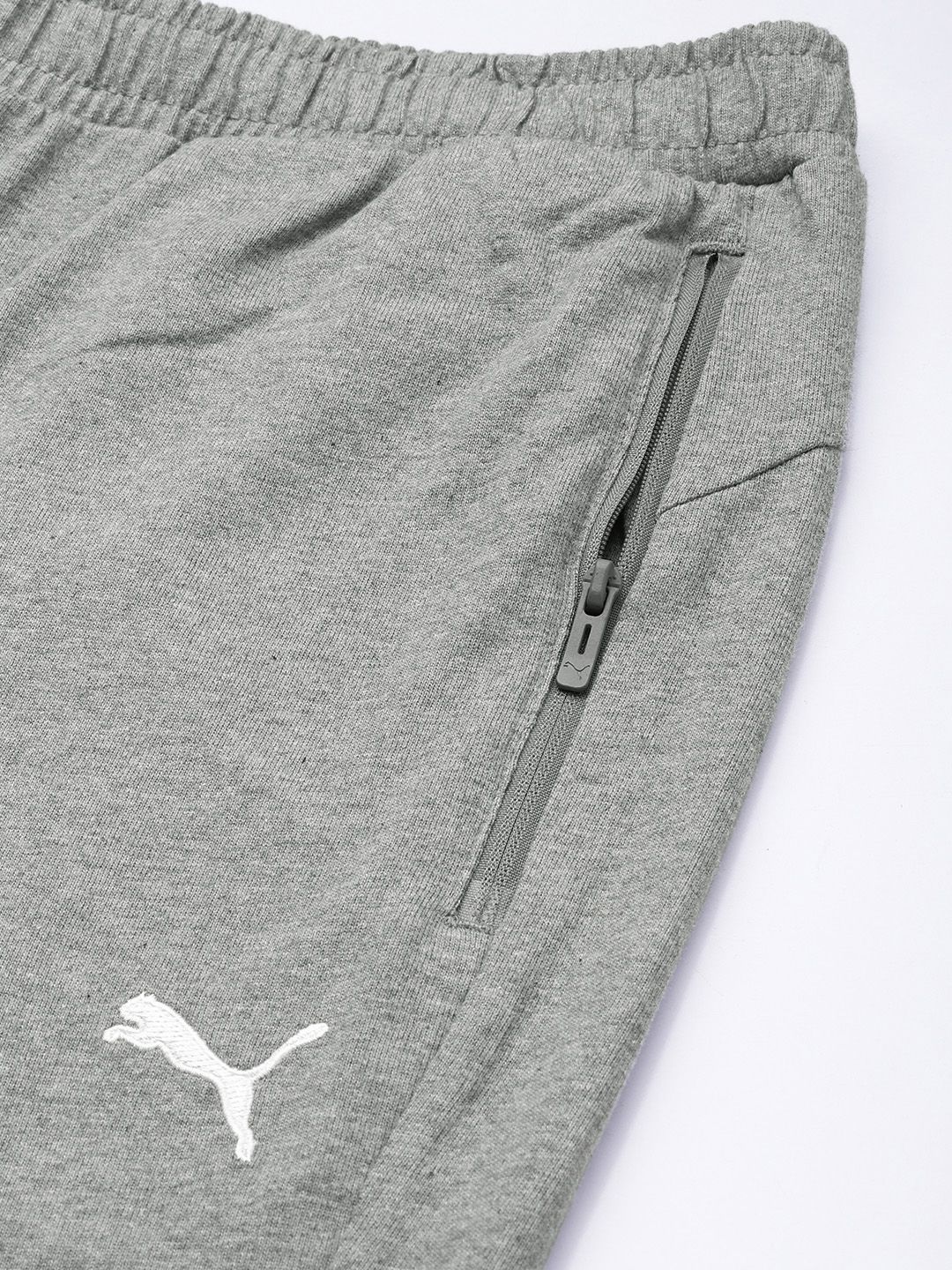  Puma Men Grey Melange Regular Fit Zippered Knitted Track Pants