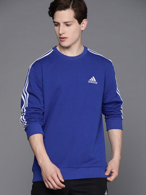  ADIDAS Men Blue& White 3S French Terry Sustainable Sweatshirt