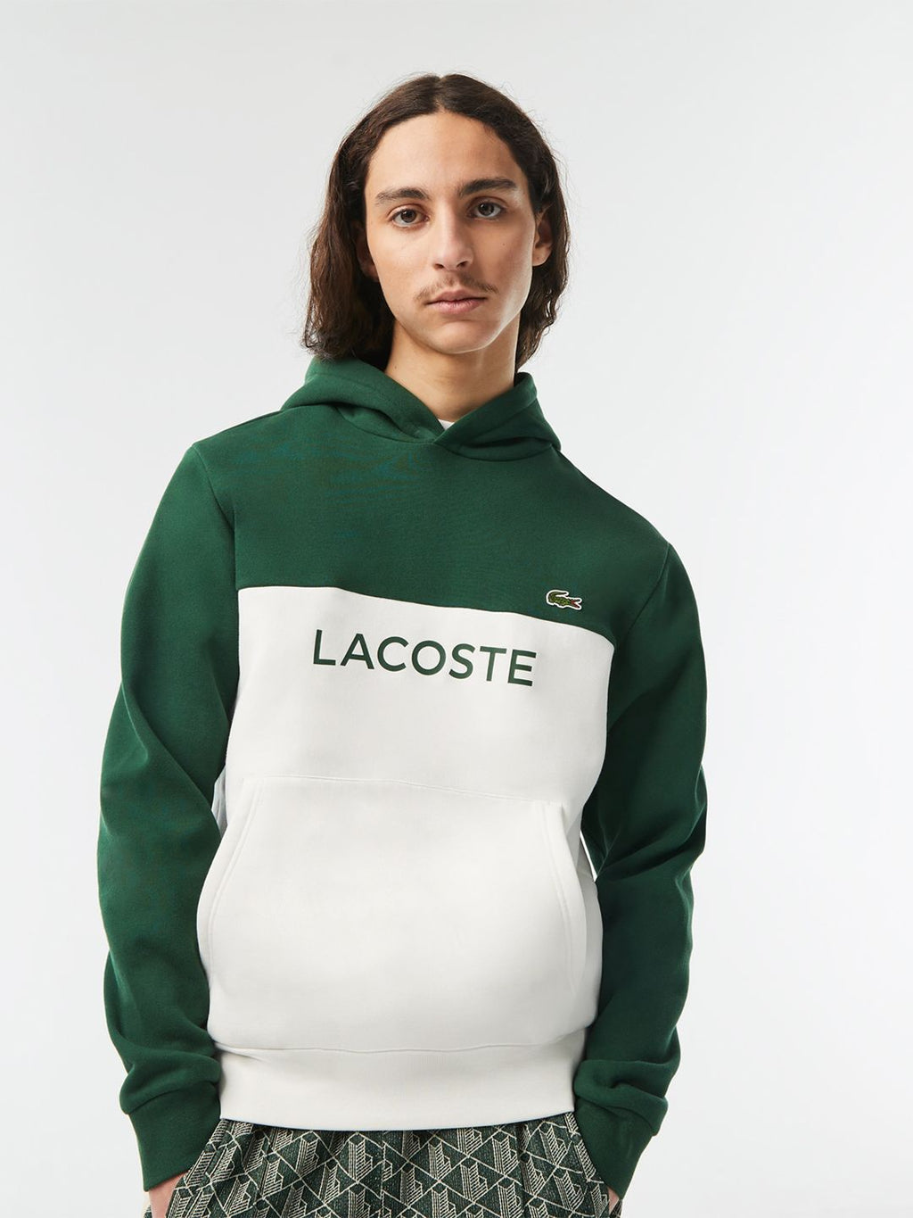  Lacoste Colourblocked Knitted Hooded Pullover Sweatshirt