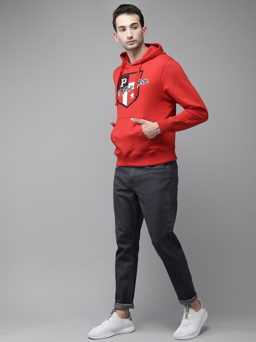 U.S. Polo Assn. U S Polo Assn Men Red Logo Printed Hooded Sweatshirt