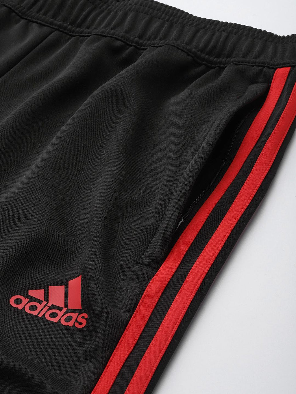  ADIDAS Men Black & Red Sereno Brand Logo Printed Side Striped Track Pants