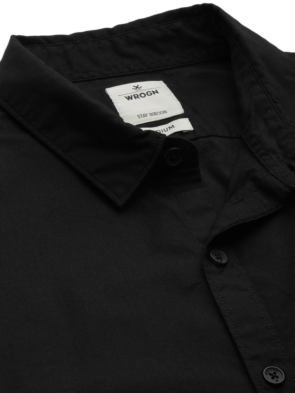  WROGN Men Black Solid Slim Fit Pure Cotton Casual Shirt