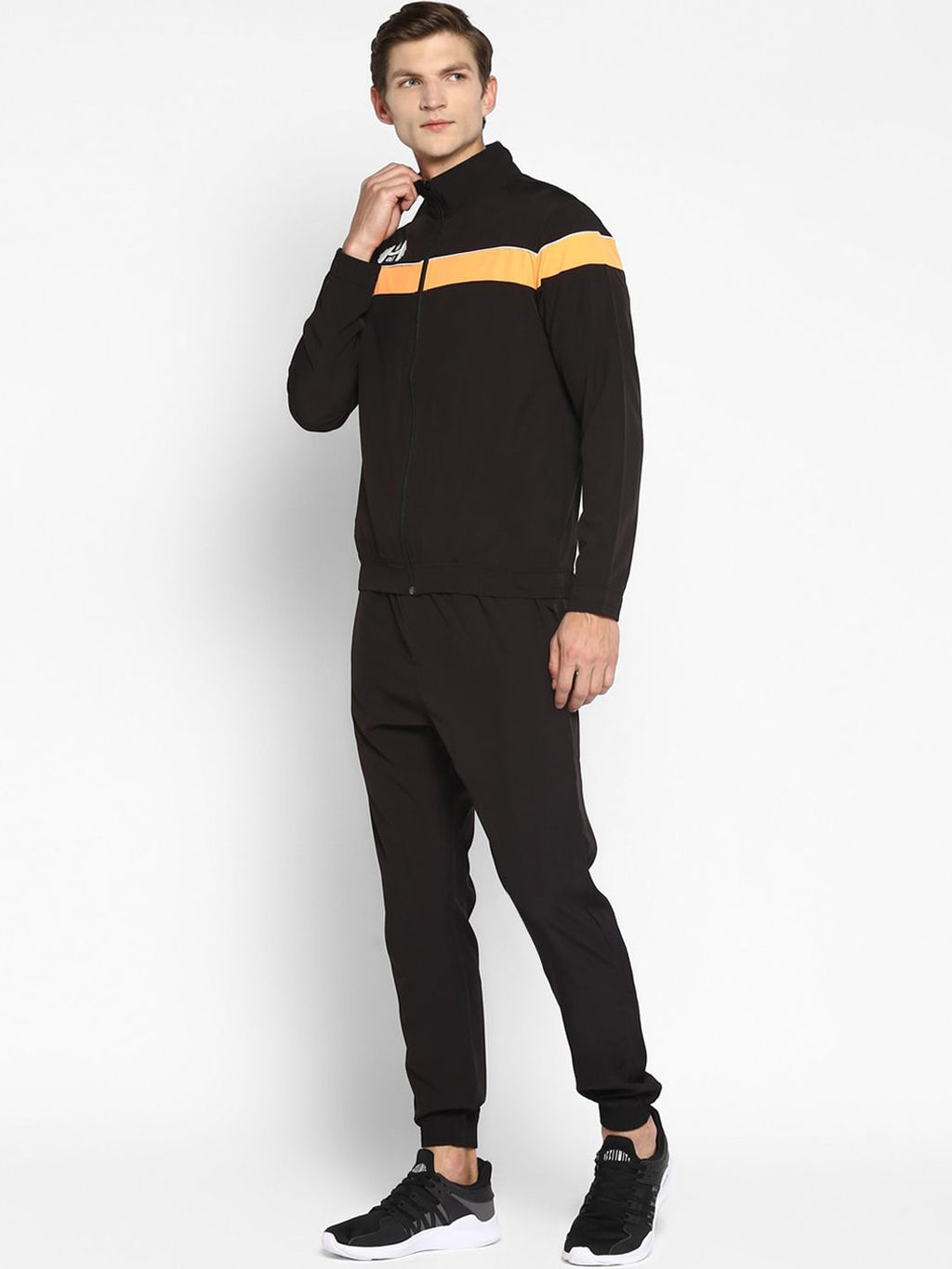  Yuuki Men Black & Orange Colourblocked Tracksuit