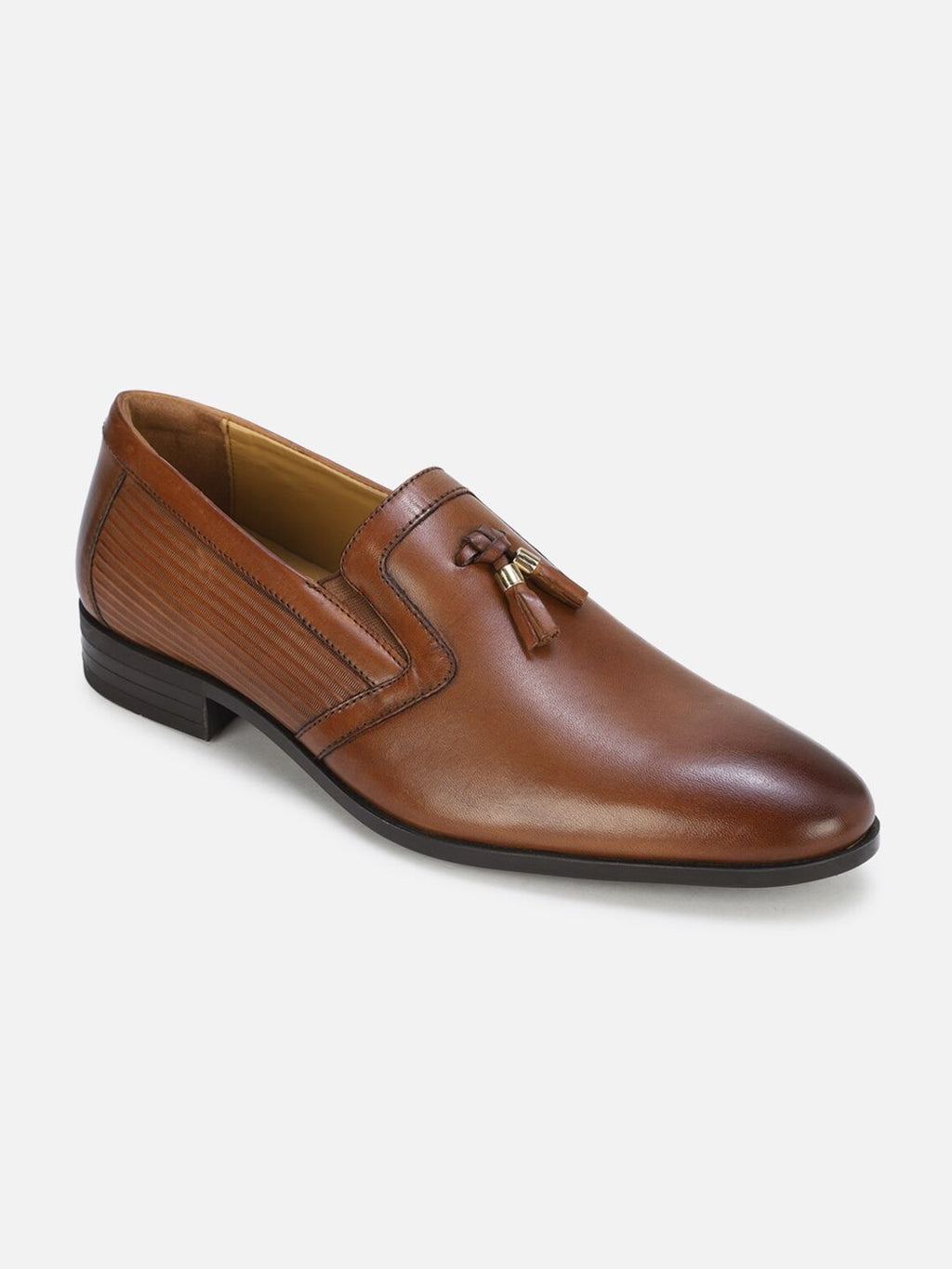  Louis Philippe Men Brown Solid Textured Formal Slip-On Shoes