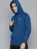  Puma Men Blue Printed Classics Hooded Regular Fit Sweatshirt