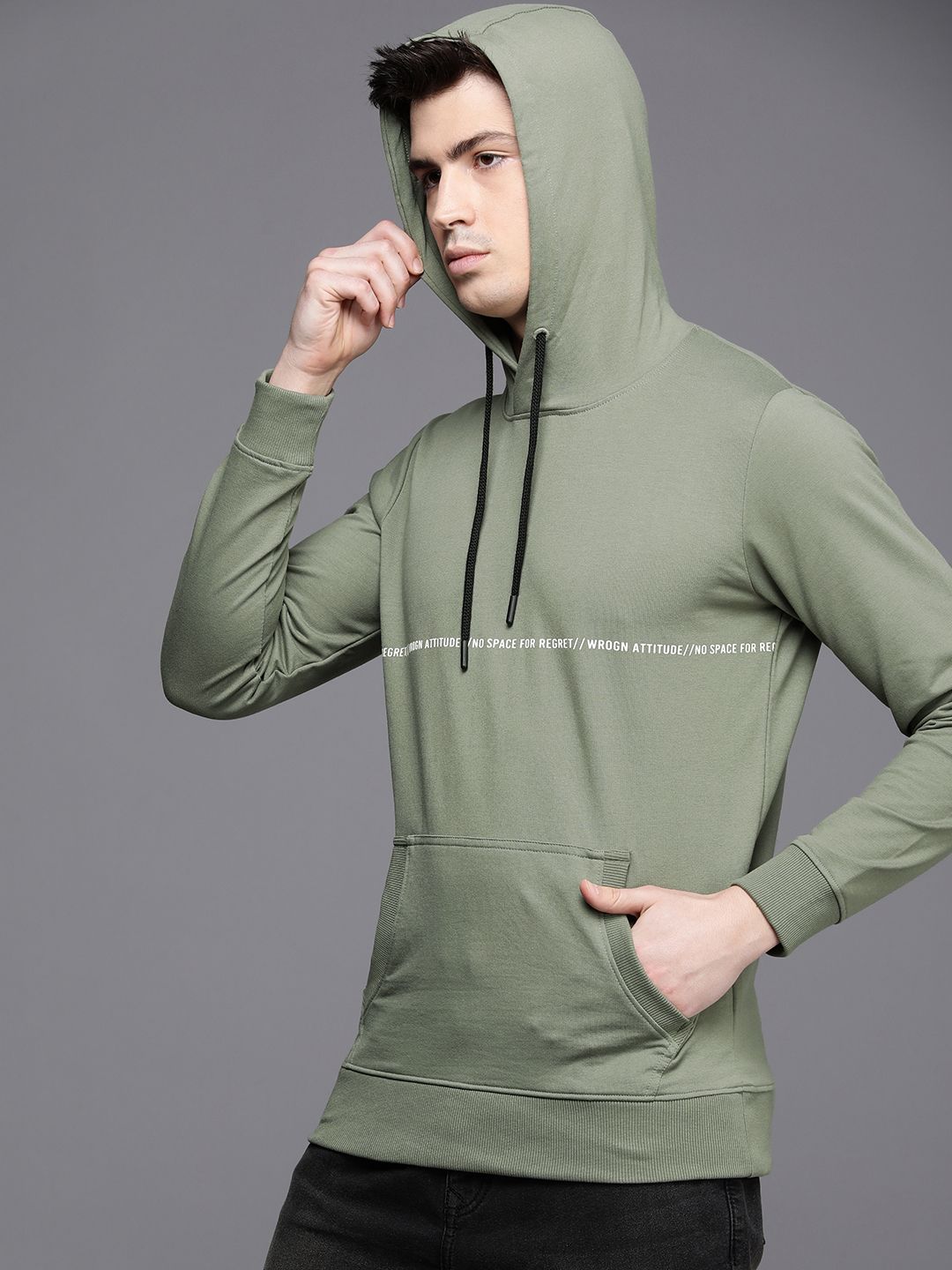  WROGN Men Hooded Long Sleeves Knitted Sweatshirt