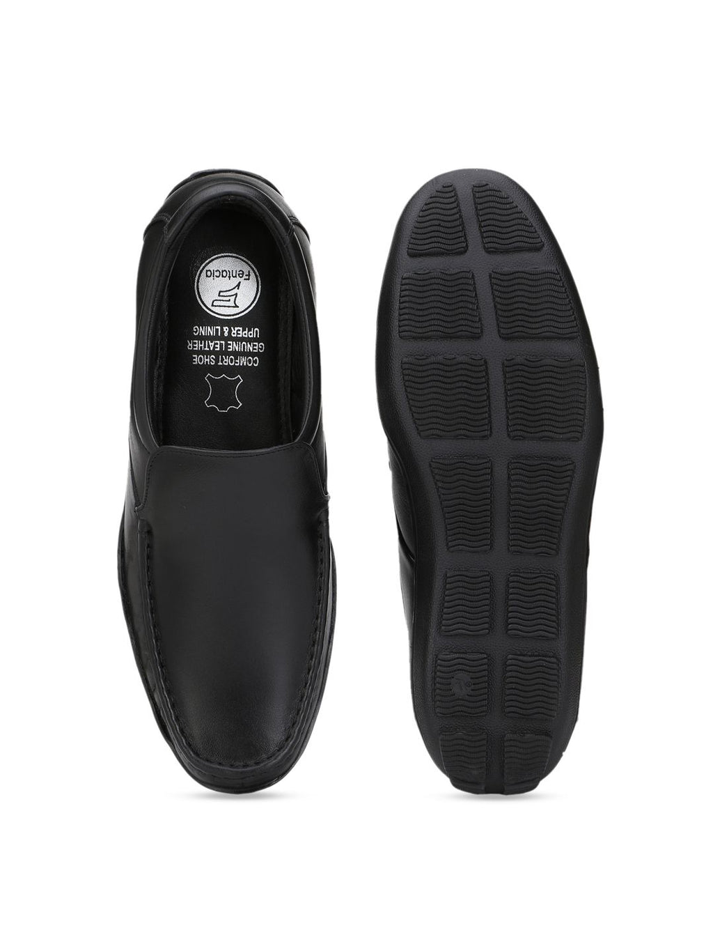  Fentacia Men Black Leather Formal Loafers