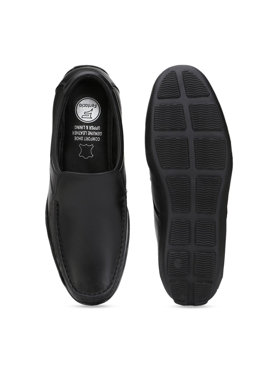  Fentacia Men Black Leather Formal Loafers