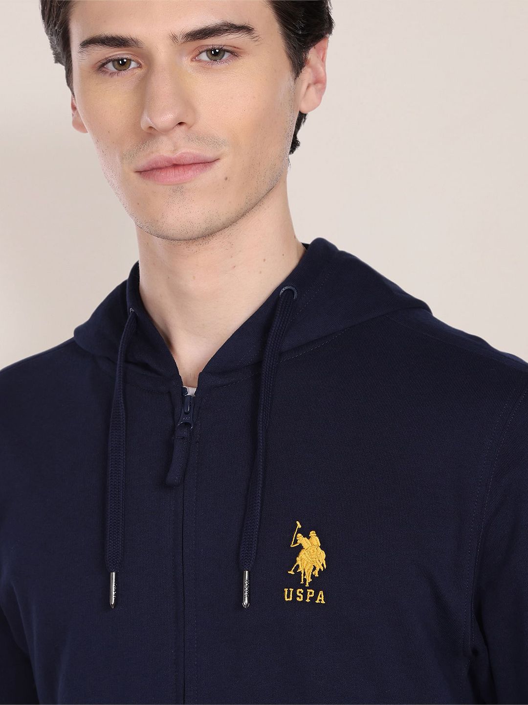  U.S. Polo Assn. Hooded Front-Open Cotton Sweatshirt