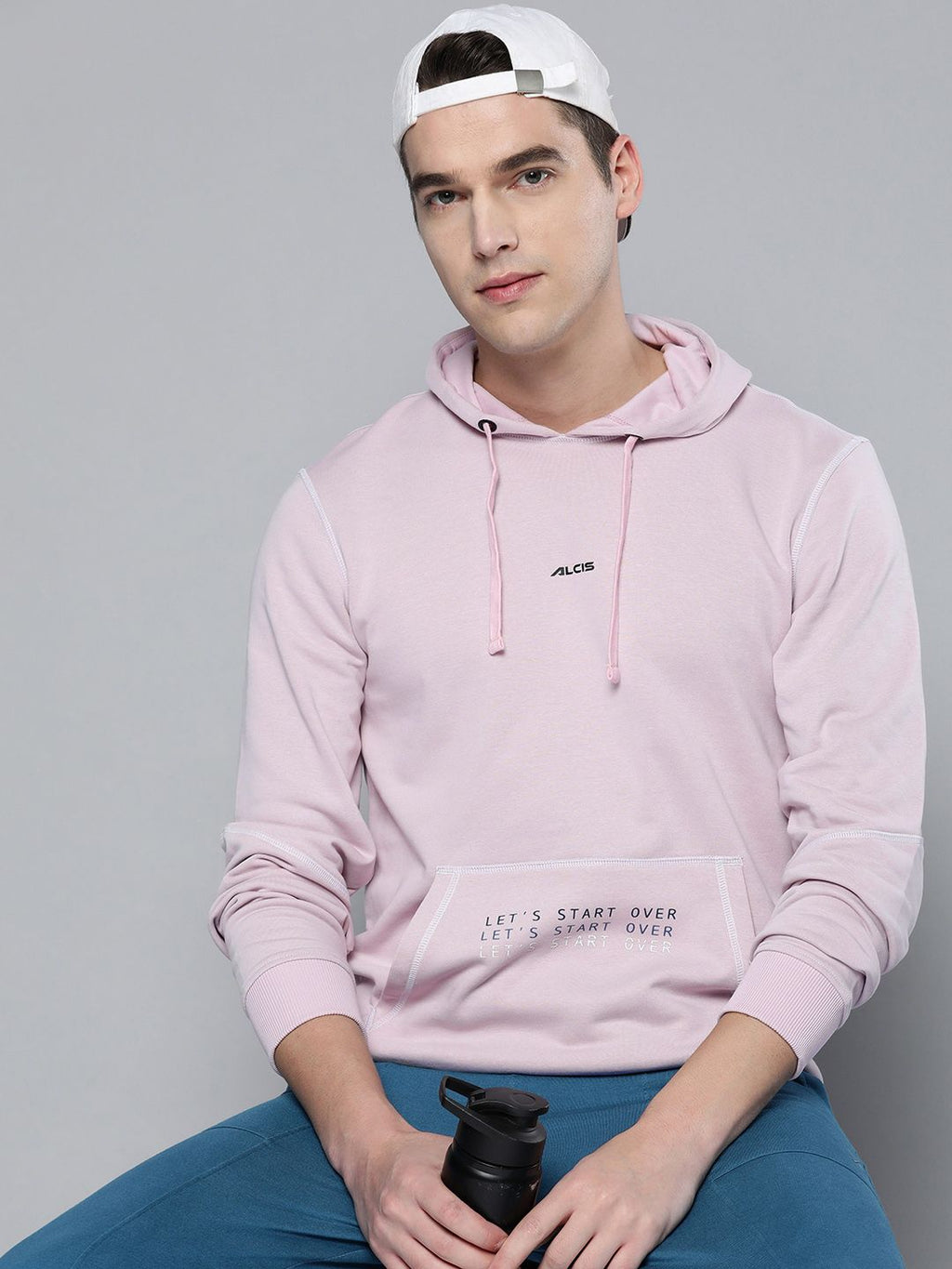  Alcis Men Lavender Hooded Sweatshirt
