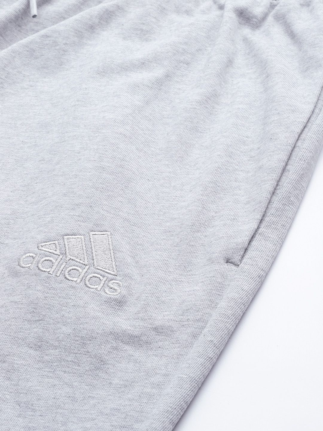  ADIDAS Men Grey Melange Brand Logo Print Sport Inspired Linear SJ Joggers