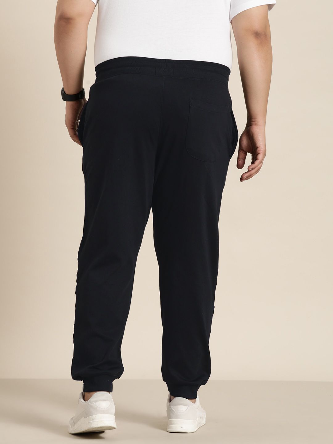  Sztori Men Plus Size Pure Cotton Solid Joggers With Side Taping