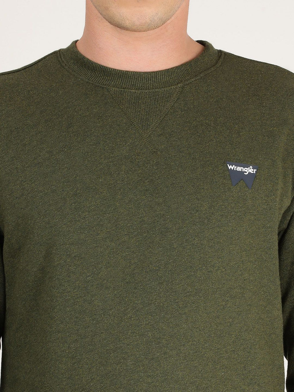  Wrangler Men Olive Green Solid Sweatshirt