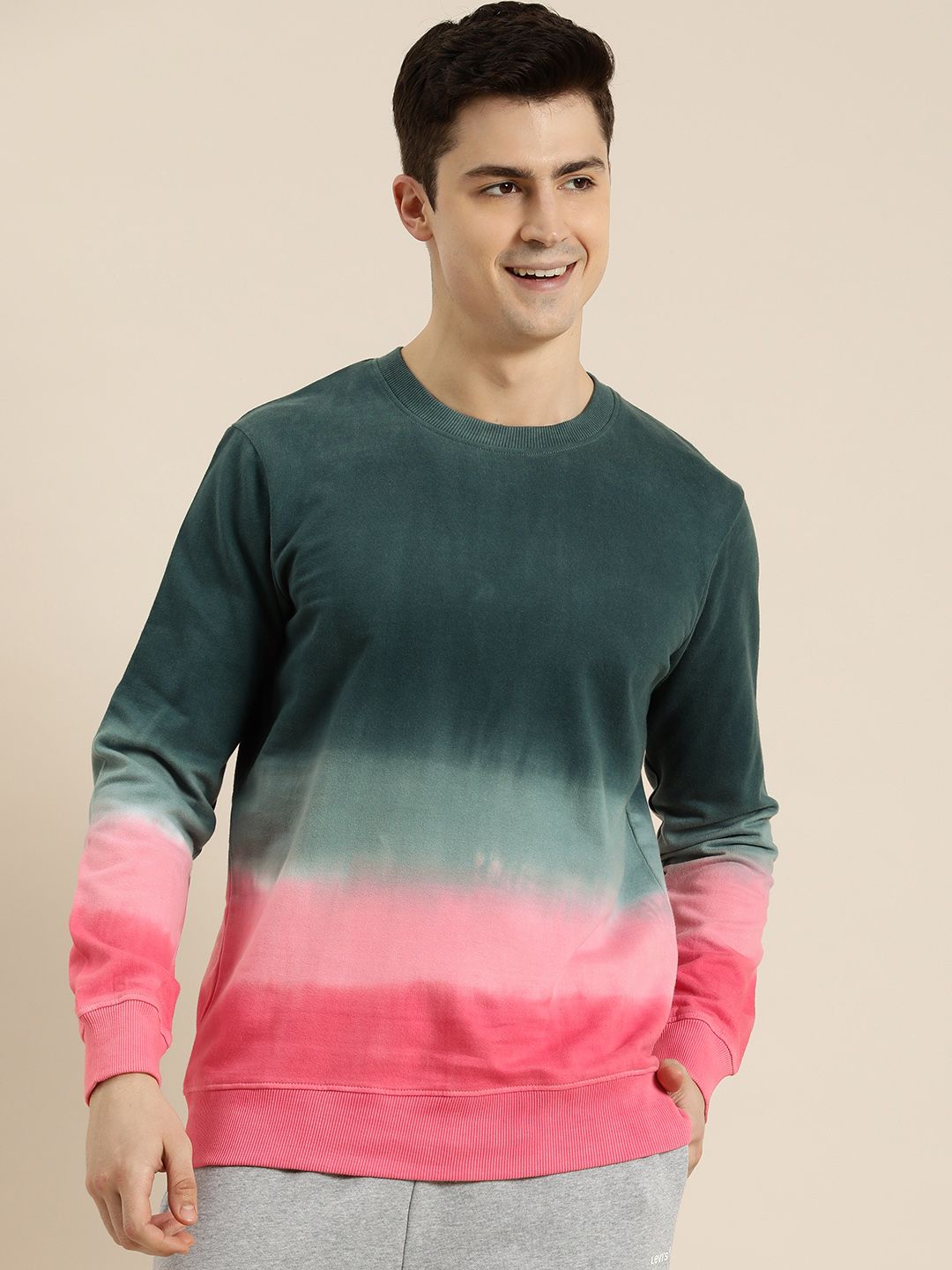  HERE&NOW Colourblocked Pure Cotton Pullover Sweatshirt