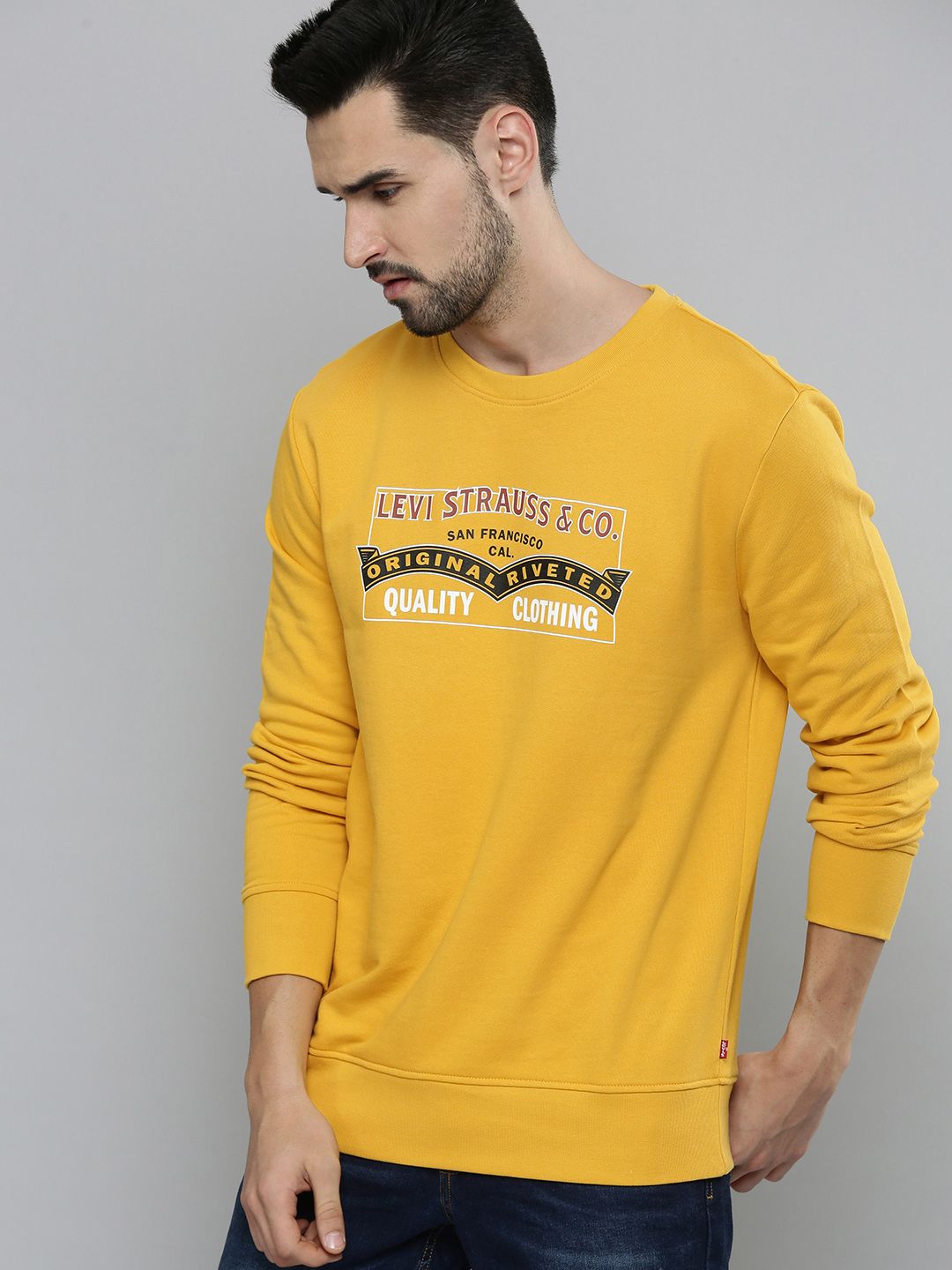  Levis Men Yellow Printed Pure Cotton Sweatshirt