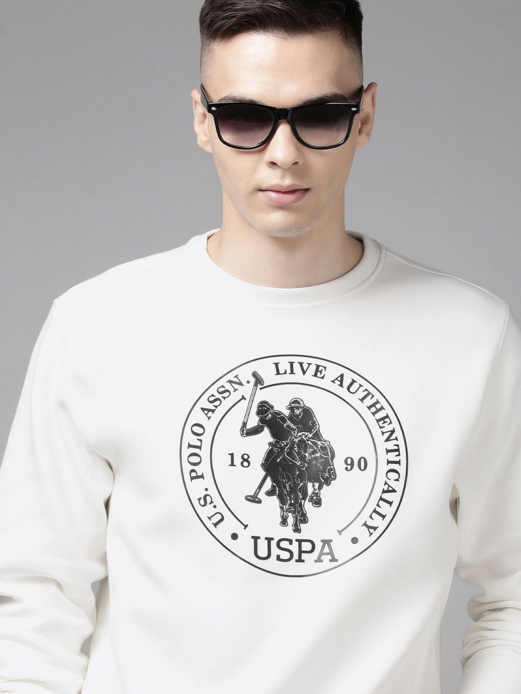  U S Polo Assn Denim Co Men Brand Logo Printed Pullover Sweatshirt