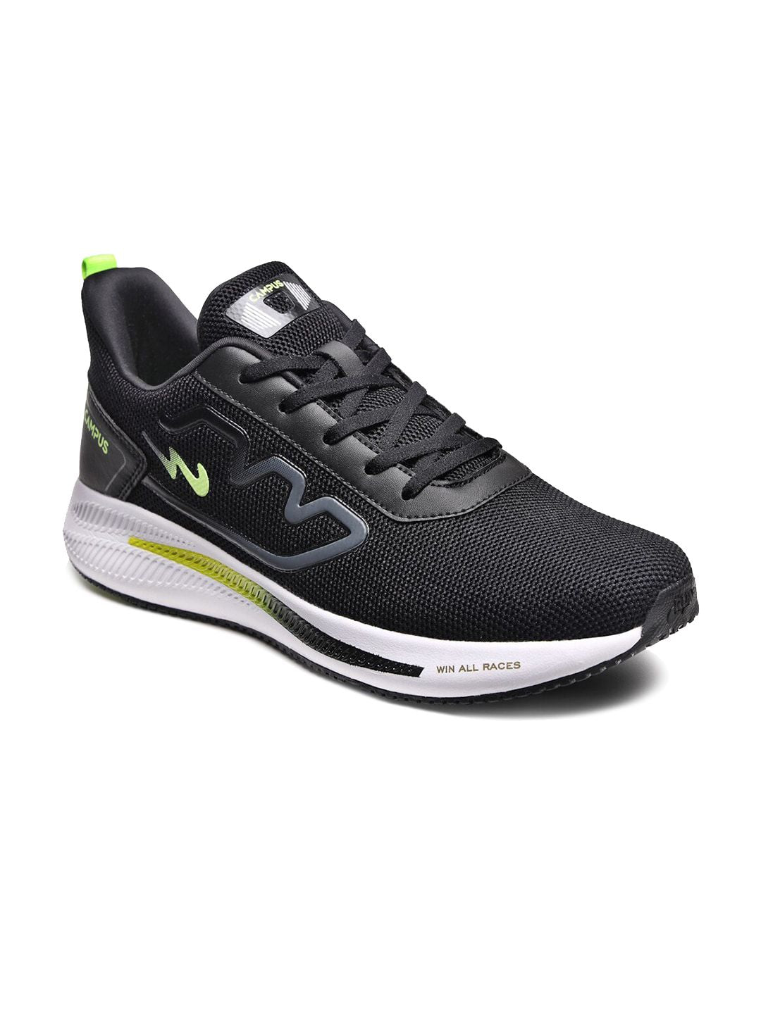  Campus Men Black Mesh Running Shoes