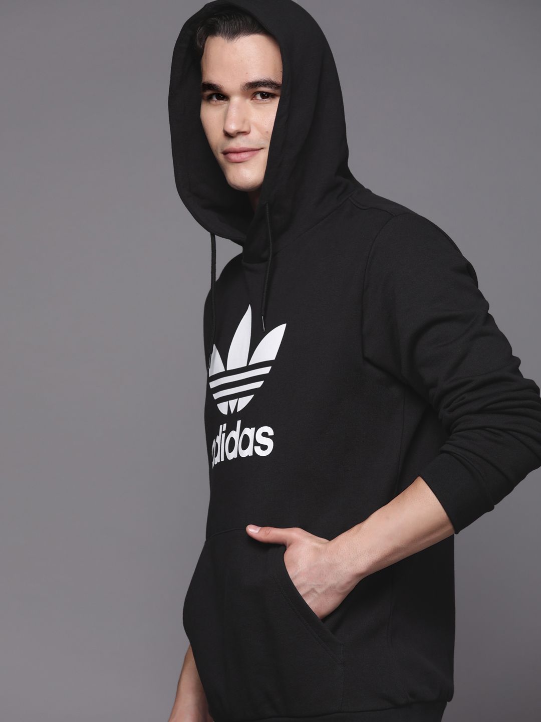  ADIDAS Originals Brand Logo Printed TREFOIL Hooded Pure Cotton Sweatshirt
