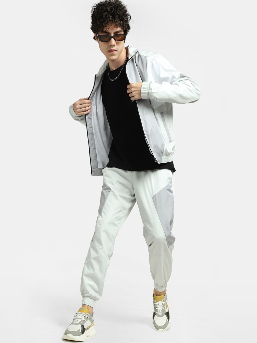  Jack & Jones Men White Solid Cotton Joggers