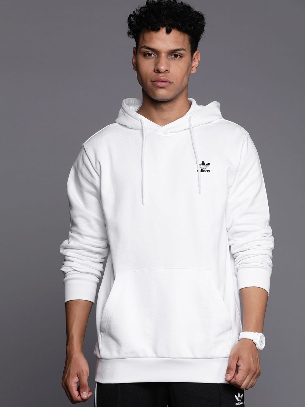  ADIDAS Originals Sustainable Pure Cotton Trefoil Essentials Hooded Sweatshirt