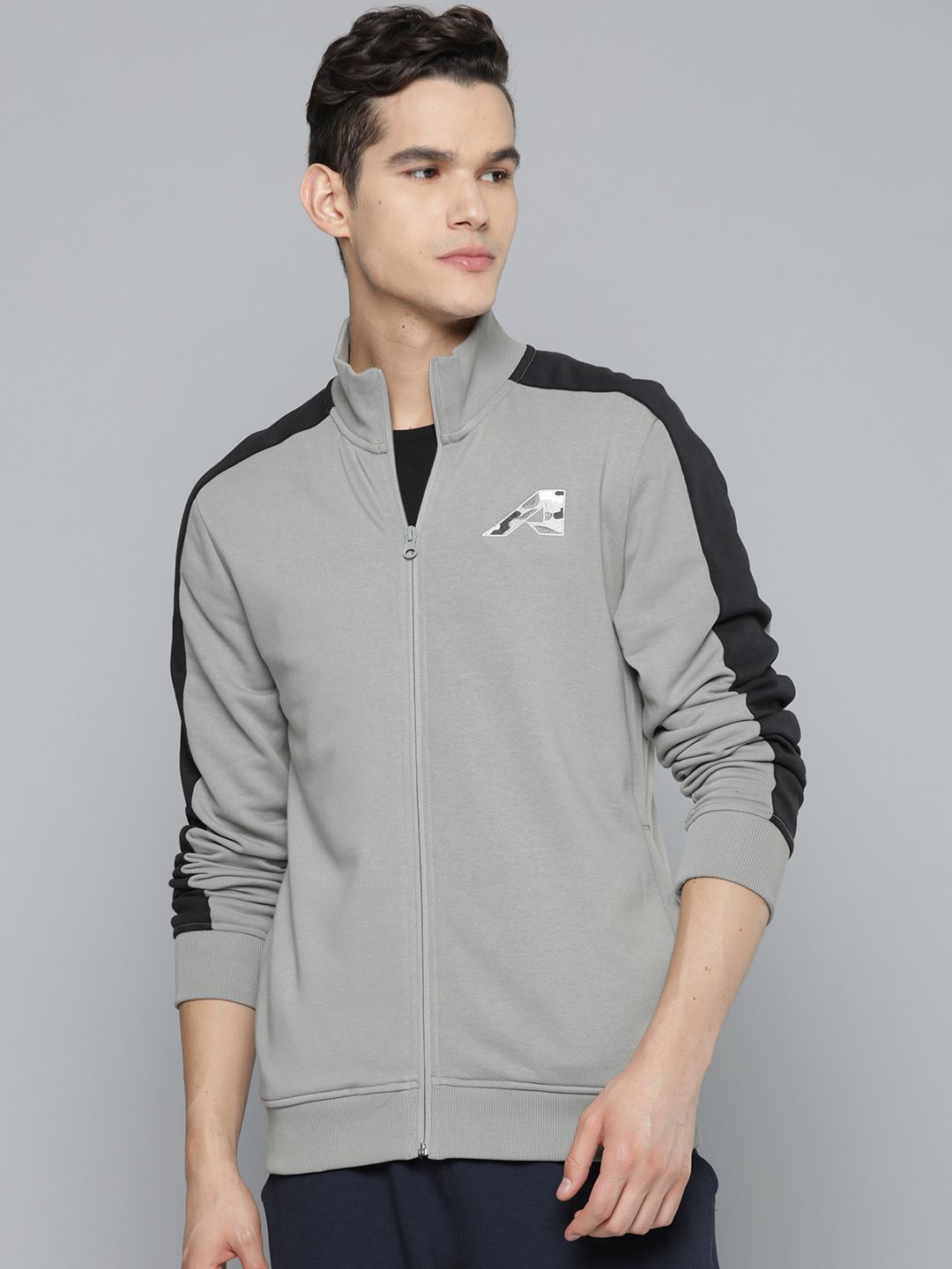  Alcis Men Grey Colourblocked Sweatshirt