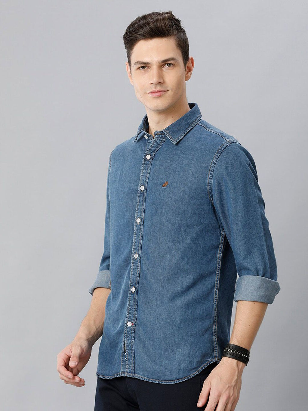  Double Two Faded Slim Fit Opaque Casual Shirt