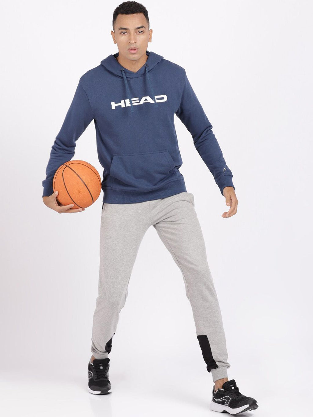 Head Men Blue Printed Hooded Sweatshirt