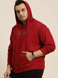  Sztori Men Plus Size Typography Printed Hooded Sweatshirt