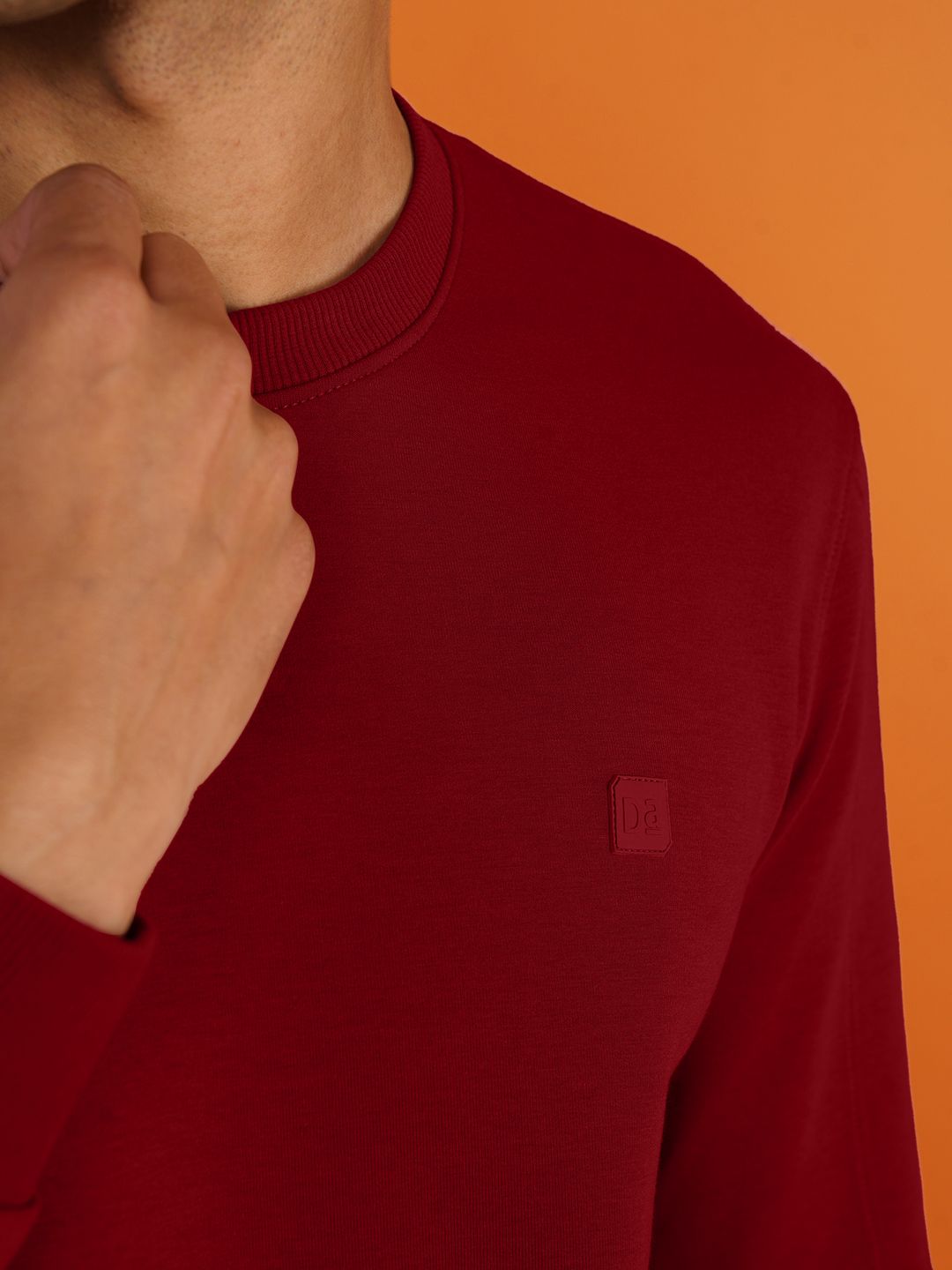  DAMENSCH Men Solid Maroon Premium Cotton Regular Fit Sweatshirt