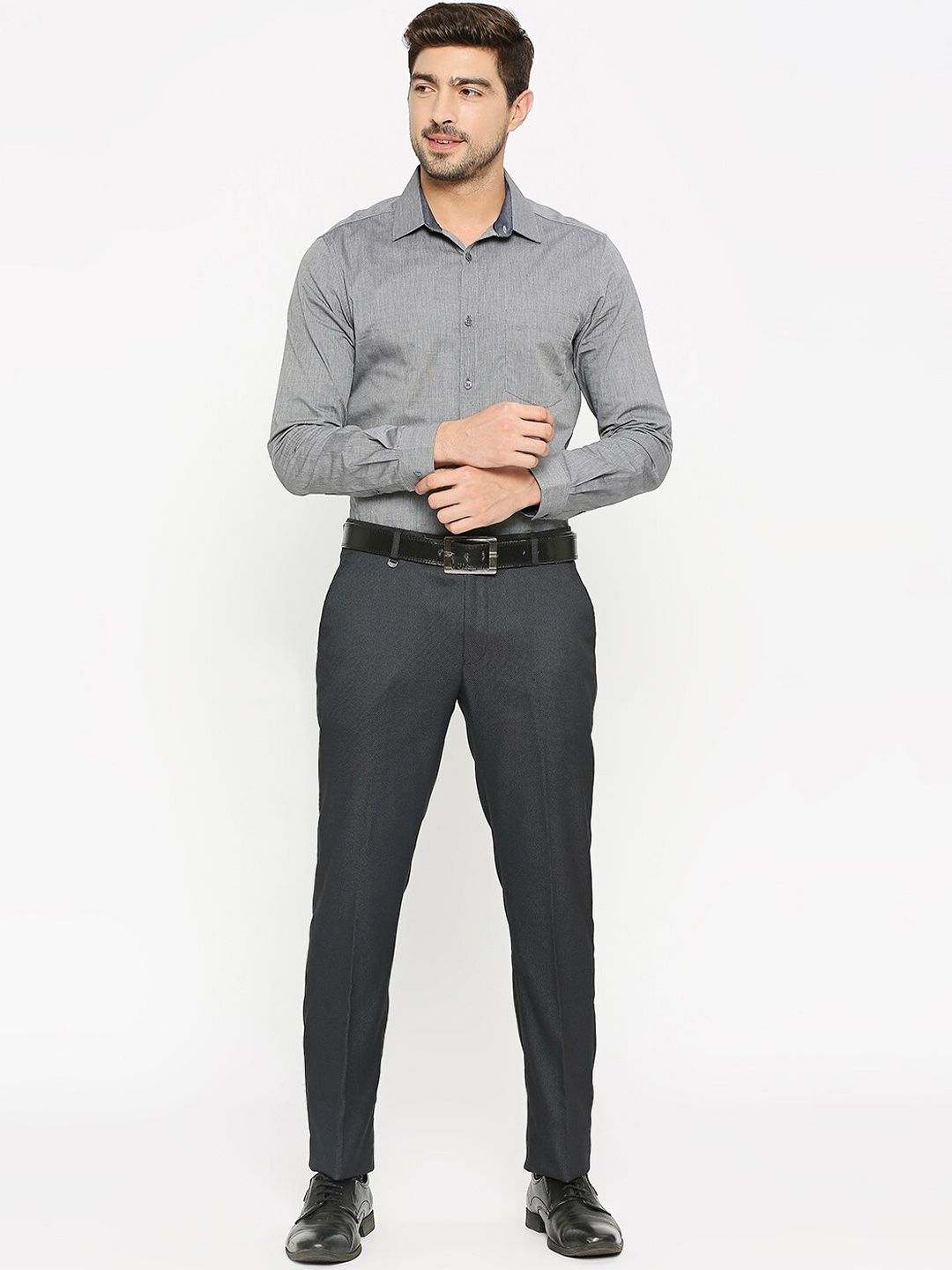  Solemio Men Mid-Rise Plain Formal Trousers