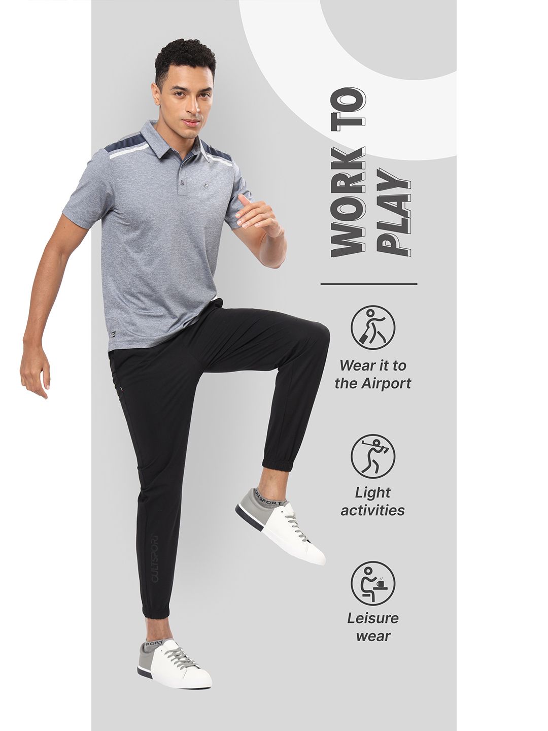  Cultsport Men 4-Way Stretch Work To Play Comfort Joggers