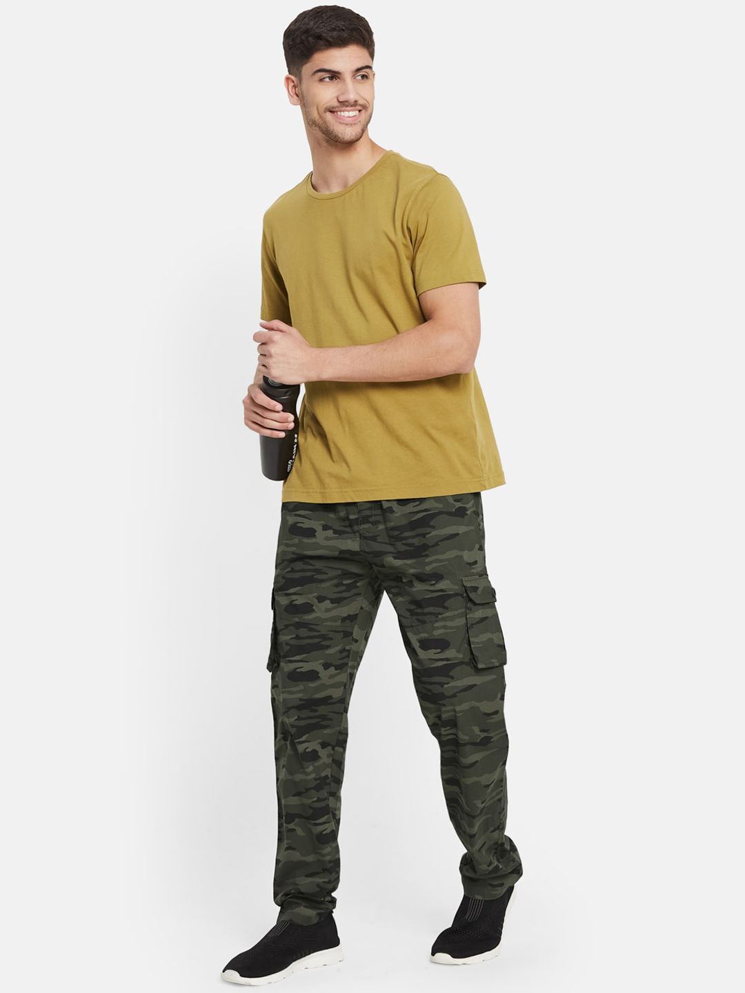  Octave Men Regular Fit Camouflage Printed Pure Cotton Track Pants