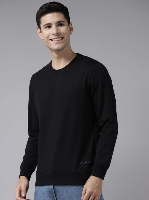  Almo Wear Men Black Lightweight Ultra-warm Sweatshirt