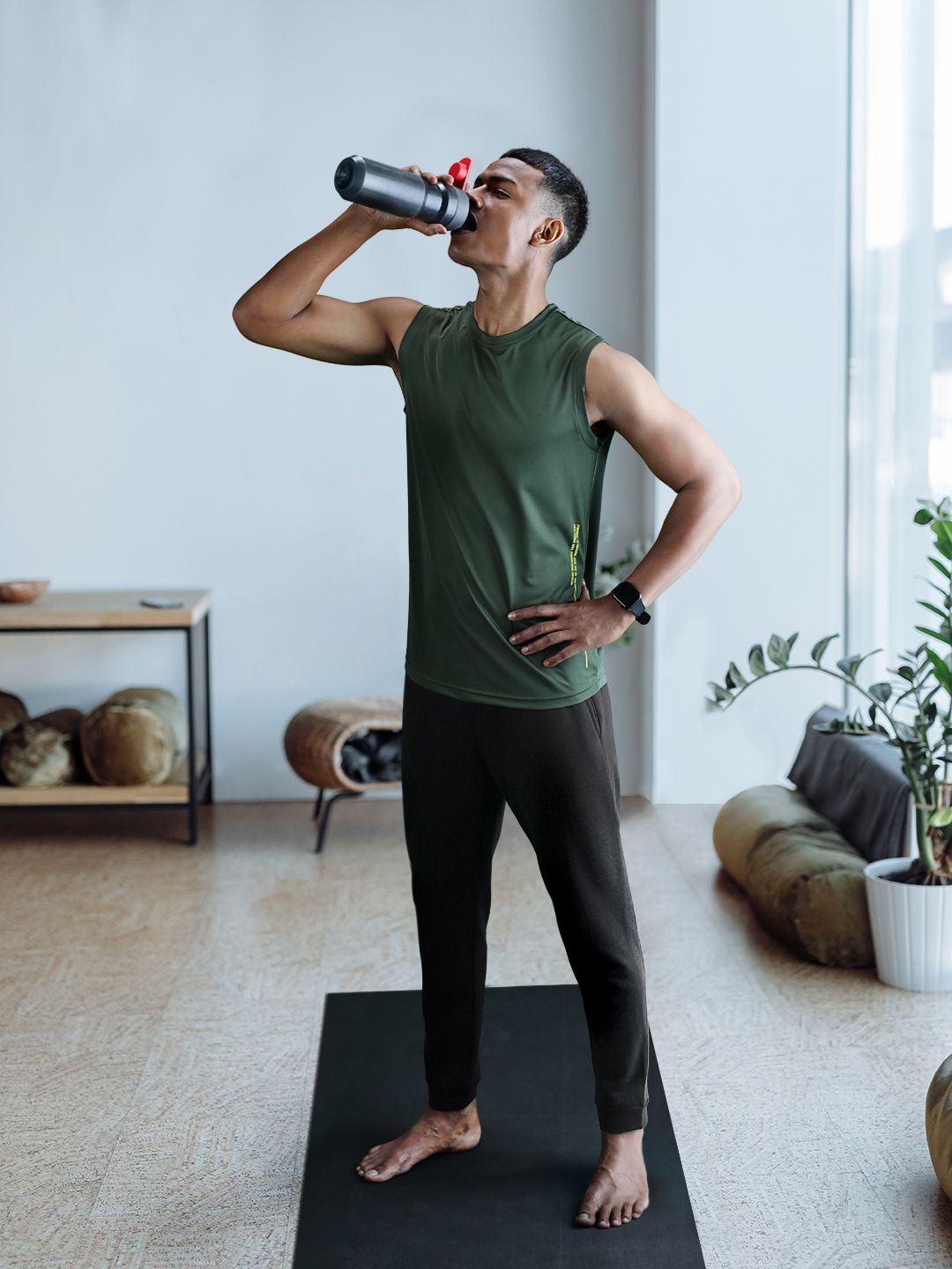  Nike Men Black Solid Yoga Dri-FIT Joggers