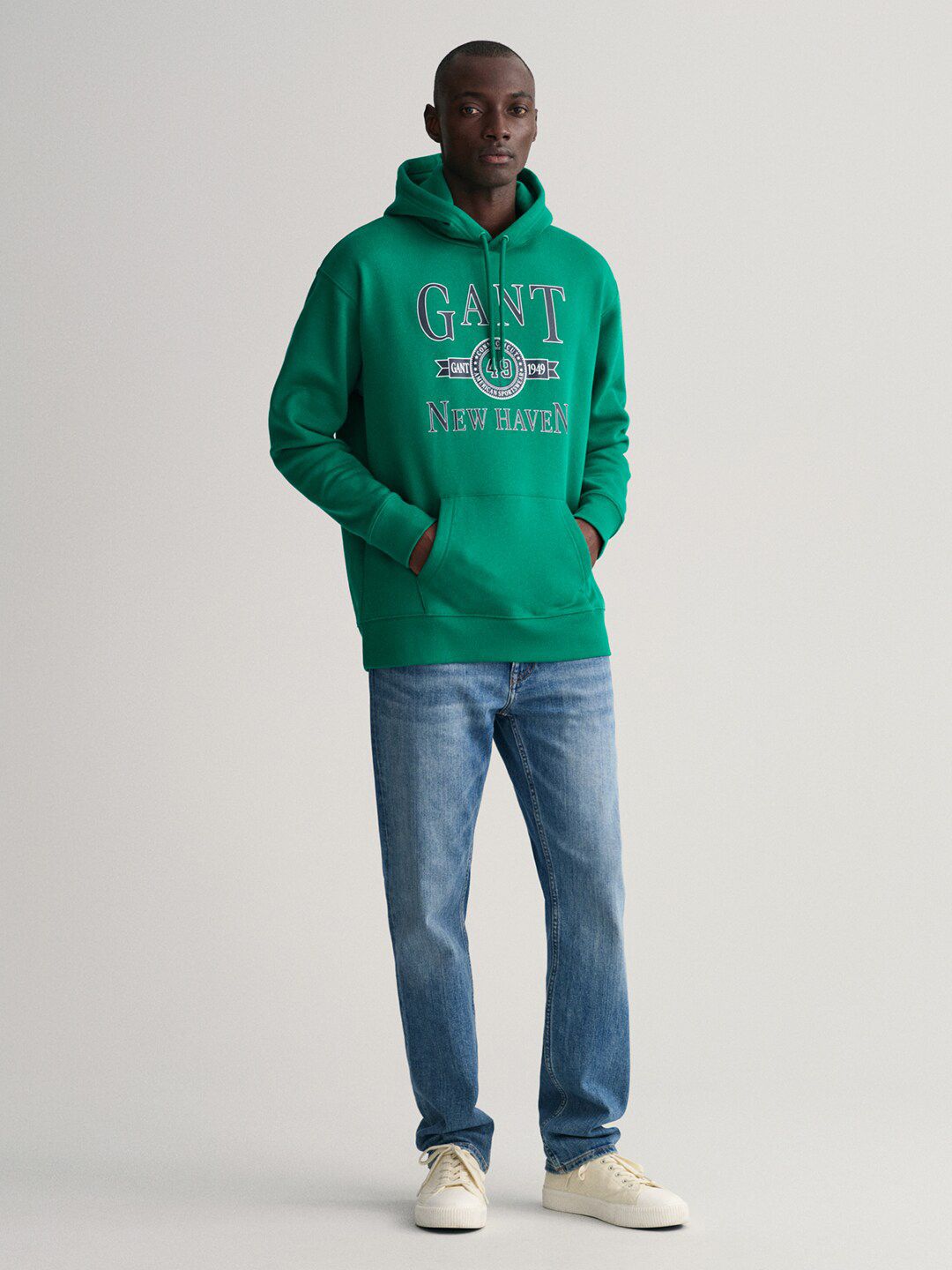  GANT Men Green Printed Hooded Sweatshirt