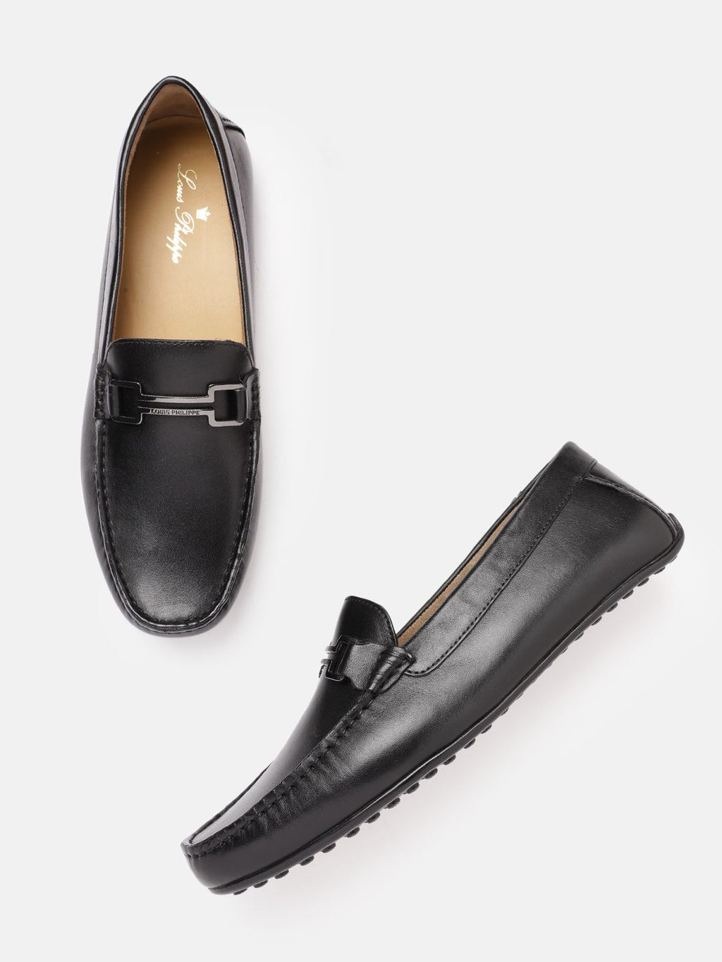  Louis Philippe Men Leather Formal Horsebit Loafers