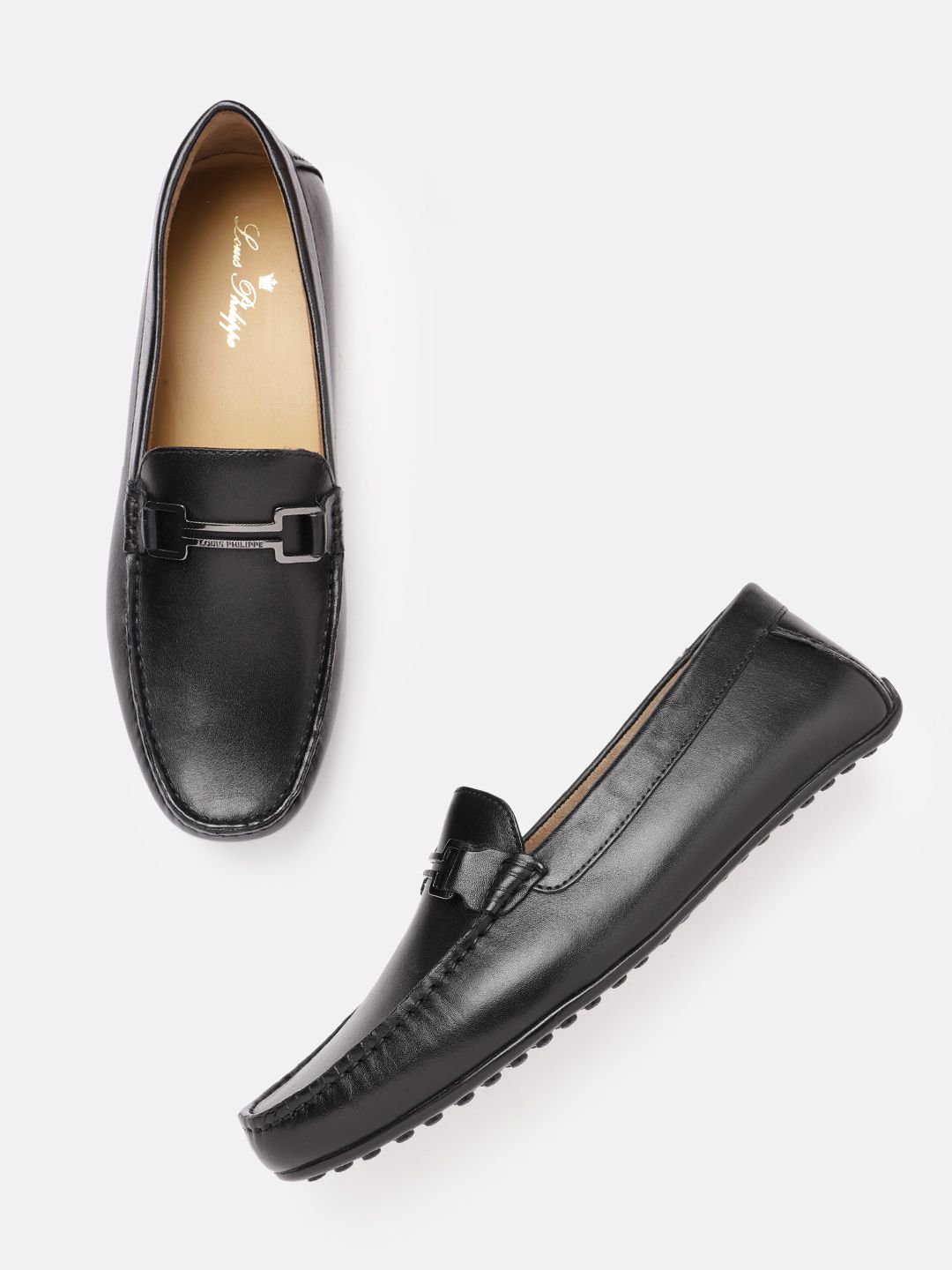  Louis Philippe Men Leather Formal Horsebit Loafers