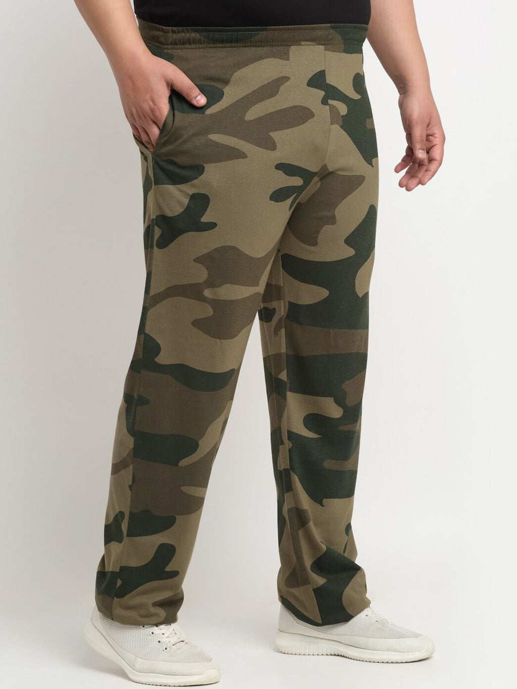 PlusS Men Plus Size Camouflage Printed Straight-Fit Cotton Track Pant