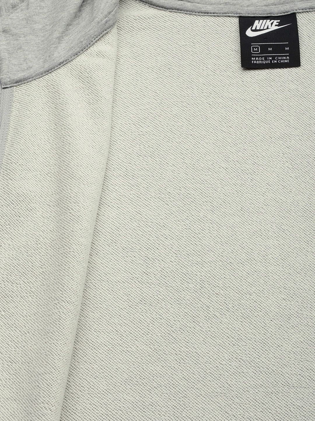  Nike Men Grey Melange Solid CLUB Hooded Sweatshirt