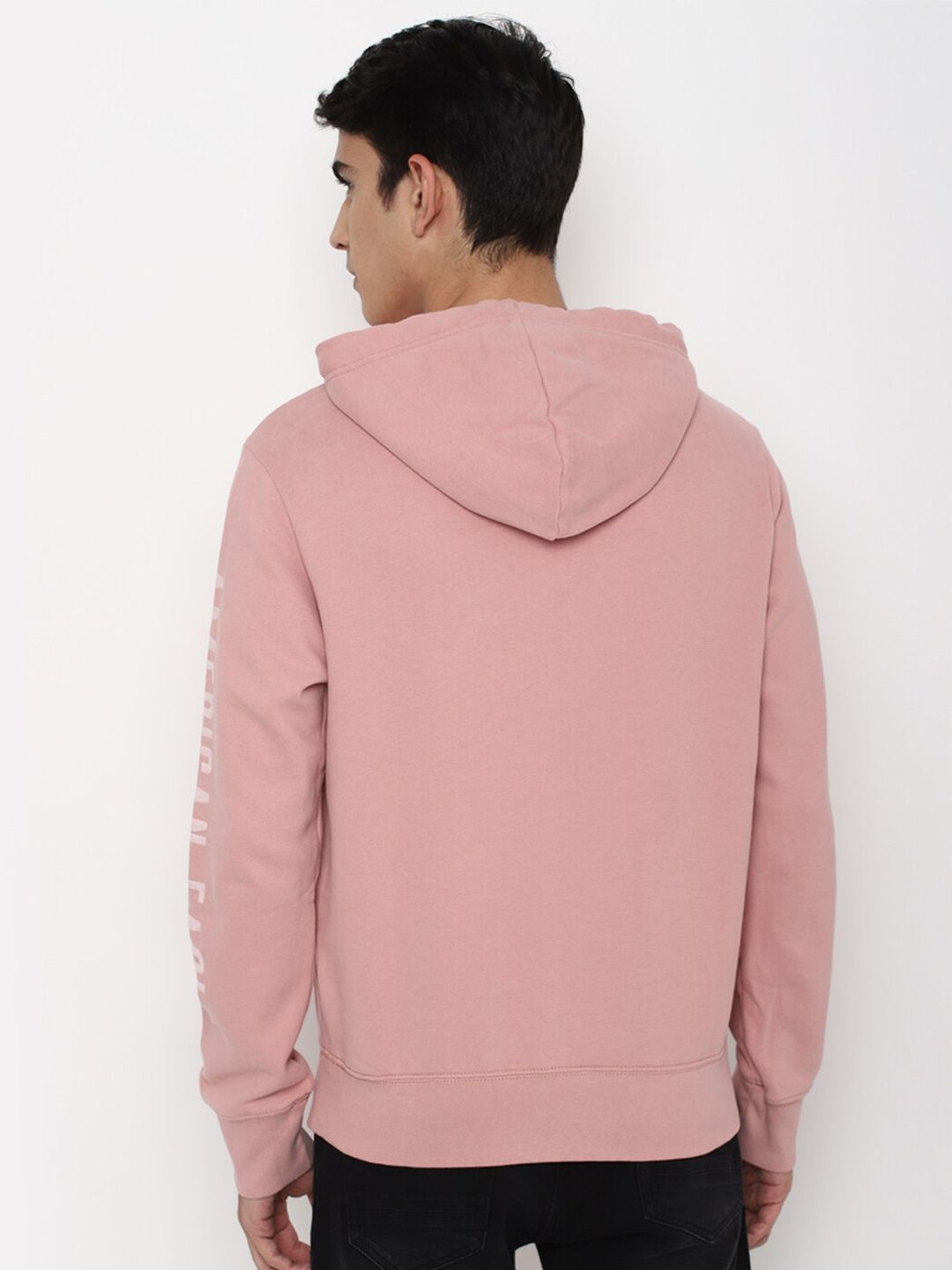  AMERICAN EAGLE OUTFITTERS Men Peach Solid Hooded Sweatshirt